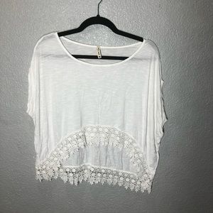 Emma & Sam White Lace Trim Crop Top